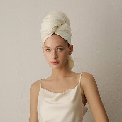 Breathable Antibacterial Hair Drying Towel Wrap - Yellow - 2PCS - 26" x 39" - image 3