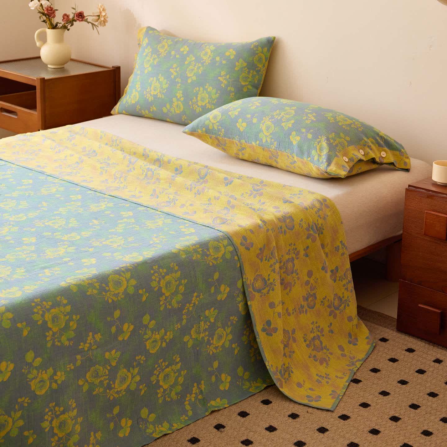 Rose Jacquard Cotton Gauze Sheet Bedspread - image 2