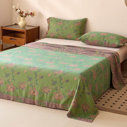 Lily Jacquard Cotton Gauze Sheet Bedspread - Bedspread with 2PCS Pillowcases - King - image 0