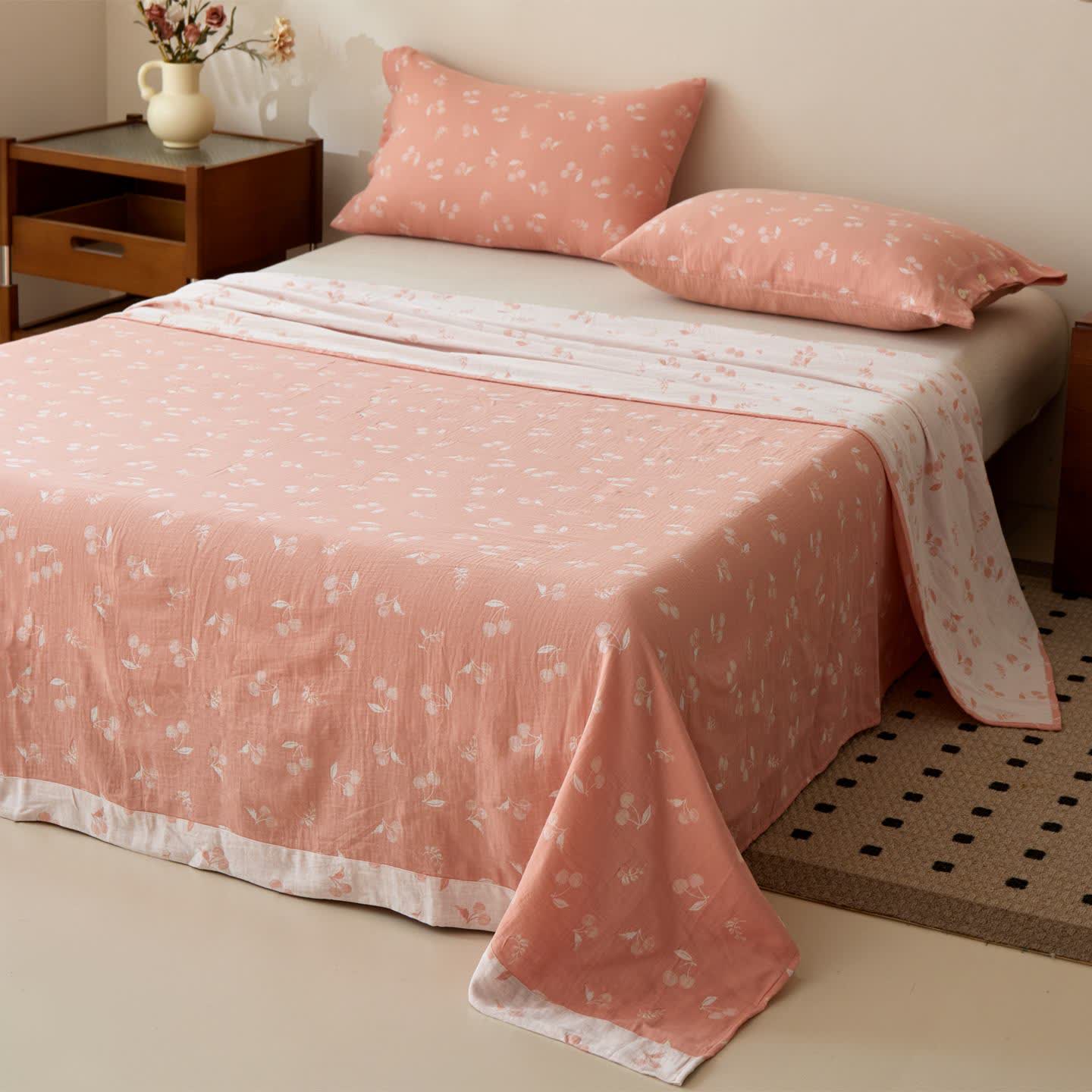 Cherry Jacquard Cotton Gauze Sheet Bedspread - Bedspread with 2PCS Pillowcases - King - image 0
