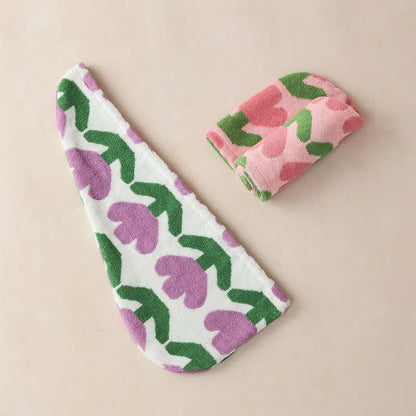 Yarn-dyed Tulip Cotton Hair Towel Wrap - image 12