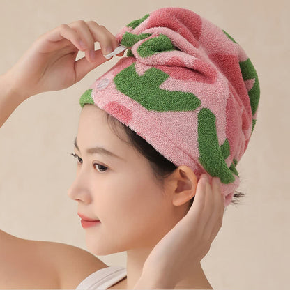 Yarn-dyed Tulip Cotton Hair Towel Wrap - image 2