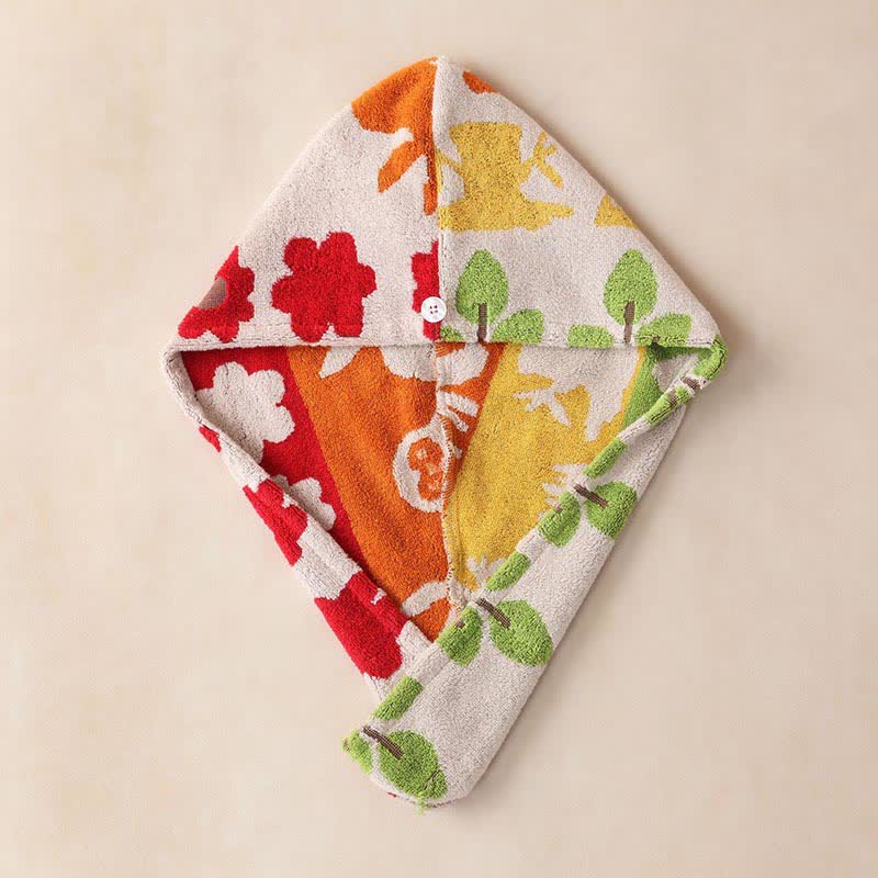 Animal Floral Yarn-dyed Cotton Hair Towel - image 7