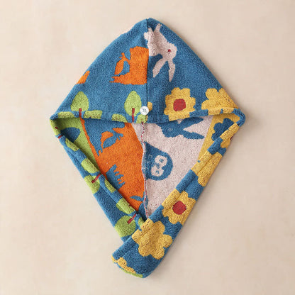 Animal Floral Yarn-dyed Cotton Hair Towel - image 3