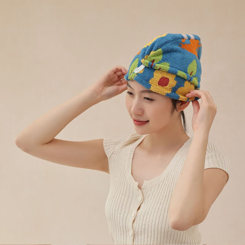 Animal Floral Yarn-dyed Cotton Hair Towel - image 2