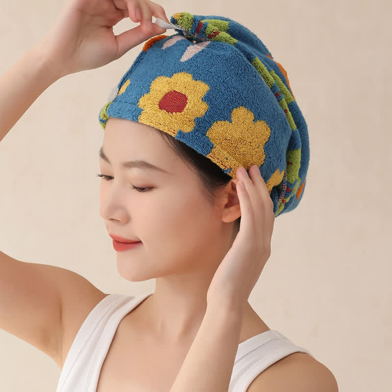 Animal Floral Yarn-dyed Cotton Hair Towel - image 1