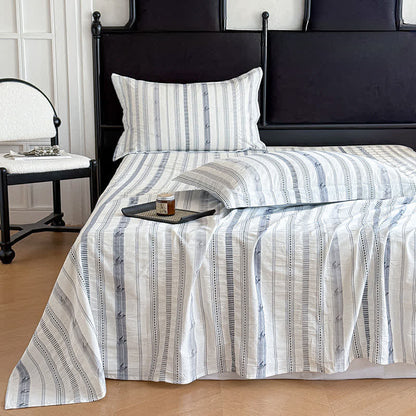 Striped Jacquard Pure Cotton Sheet Bedspread - Blue - 2PCS Pillowcases - 19" x 29" - image 0