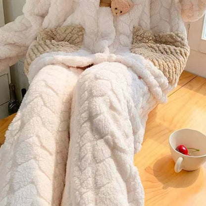 Bear Plush Button Hooded Robe - Pants - XXL - image 7