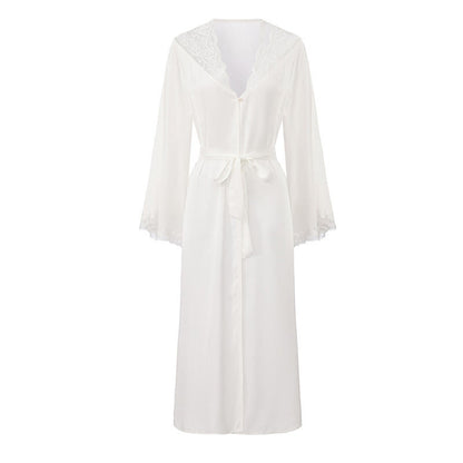 Solid Color Sexy Lace Bathrobe - image 5