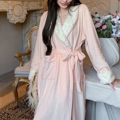 Light Luxury Leopard Collar Plush Robe - image 11