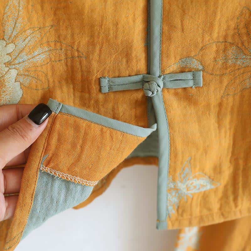 Oriental Style Peony Cotton Pajama Set - image 5