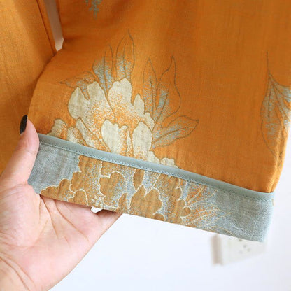 Oriental Style Peony Cotton Pajama Set - image 9