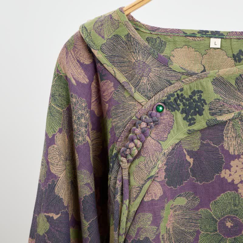 Peach Blossom Oriental Tassel Cotton Pajamas - image 3