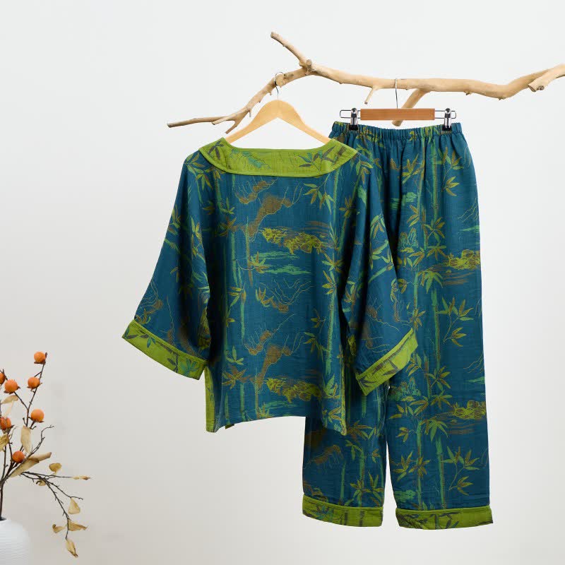 Bamboo Oriental Tassel Cotton Pajama Set - image 9