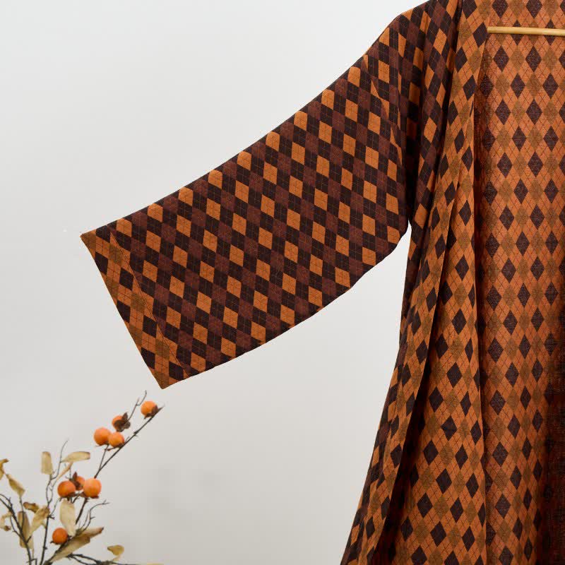 Diamond Plaid Cotton Gauze Kimono Robe - image 3