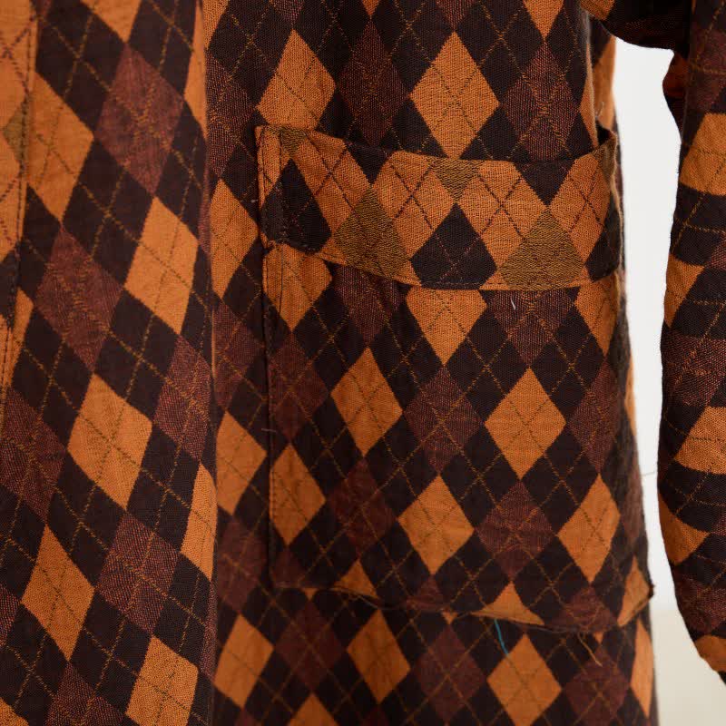 Diamond Plaid Cotton Gauze Kimono Robe - image 4