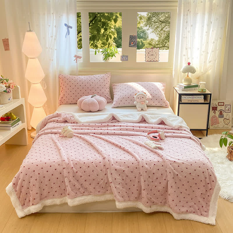 Pink Polka Dot Warm Throw Blanket - Queen - image 0