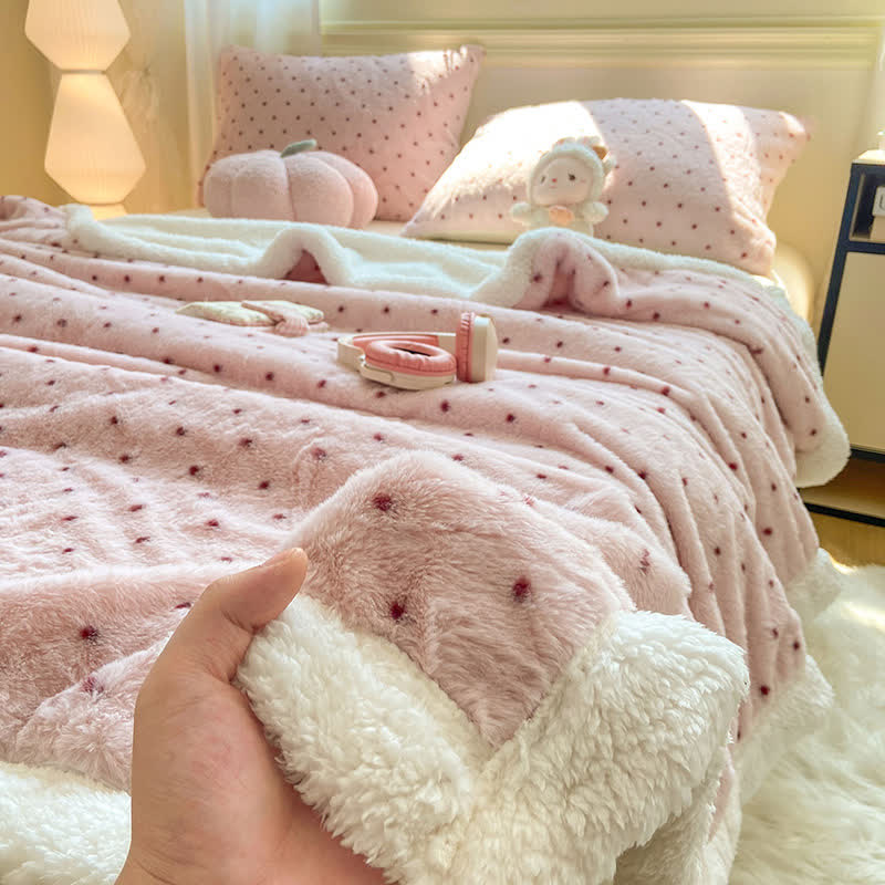 Pink Polka Dot Warm Throw Blanket - image 3