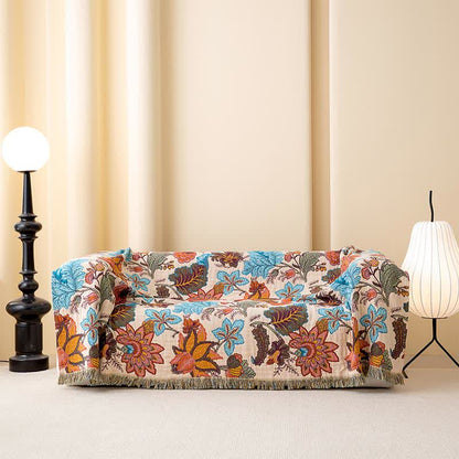 Tropical Leaf Floral Tassel Cotton Quilt - image 1