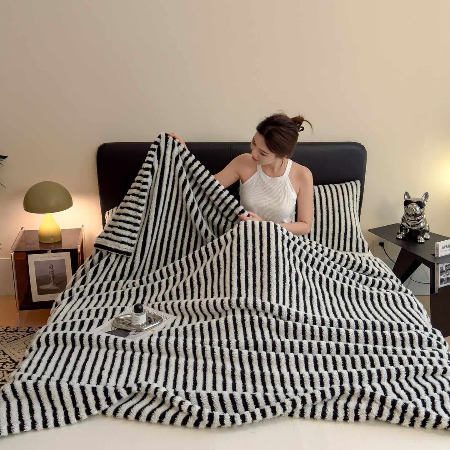 Timeless Style Striped Jacquard Blanket - image 1