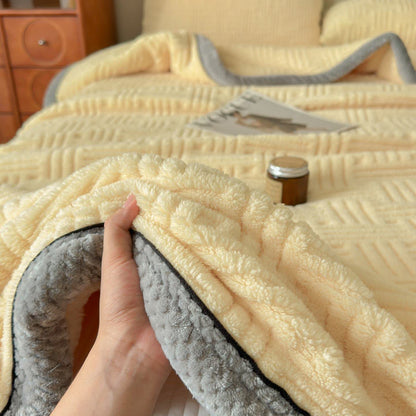 Geometric Embossed Contrast Trim Plush Blanket - image 3
