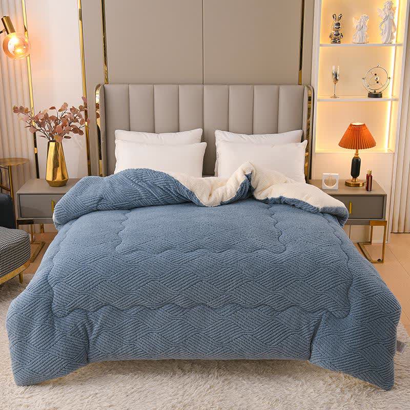 Wavy Striped Jacquard Sherpa Plush Blanket - Blue - King - image 4