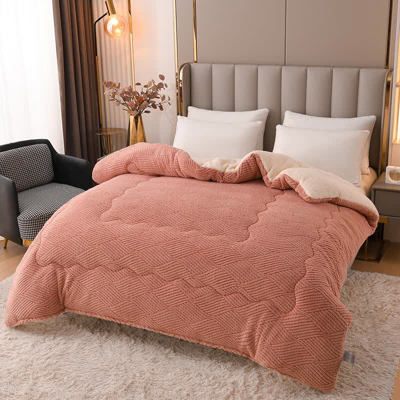 Wavy Striped Jacquard Sherpa Plush Blanket - Red Bean Paste - King - image 9