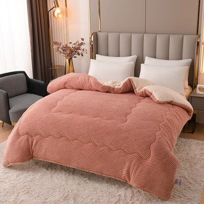 Wavy Striped Jacquard Sherpa Plush Blanket - Red Bean Paste - King - image 9