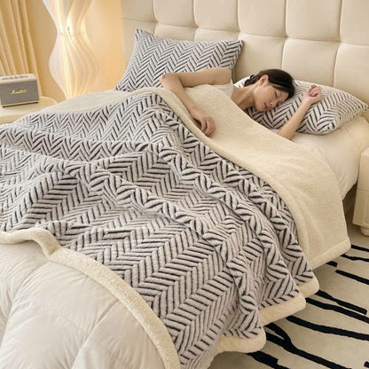 Modern Striped Jacquard Throw Blanket - Grey - 2PCS Pillowcases - 19" x 29" - image 14