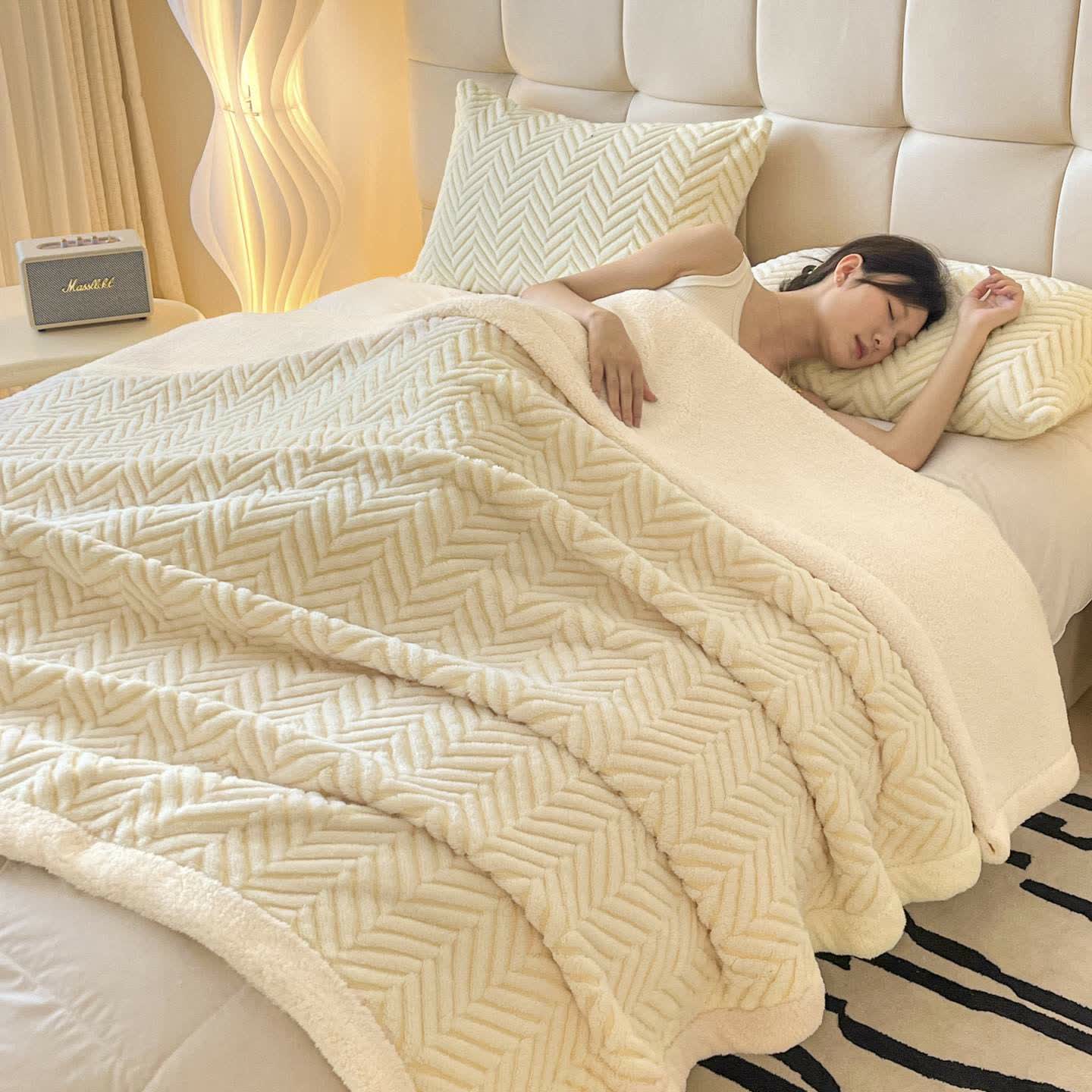 Modern Striped Jacquard Throw Blanket - Apricot - 2PCS Pillowcases - 19" x 29" - image 20