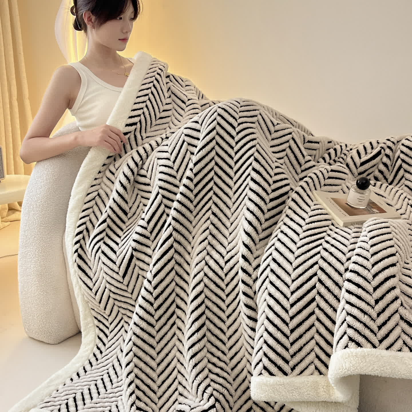 Modern Striped Jacquard Throw Blanket - image 8
