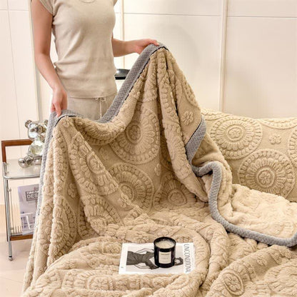 Circle Floral Embossed Plush Throw Blanket - image 7
