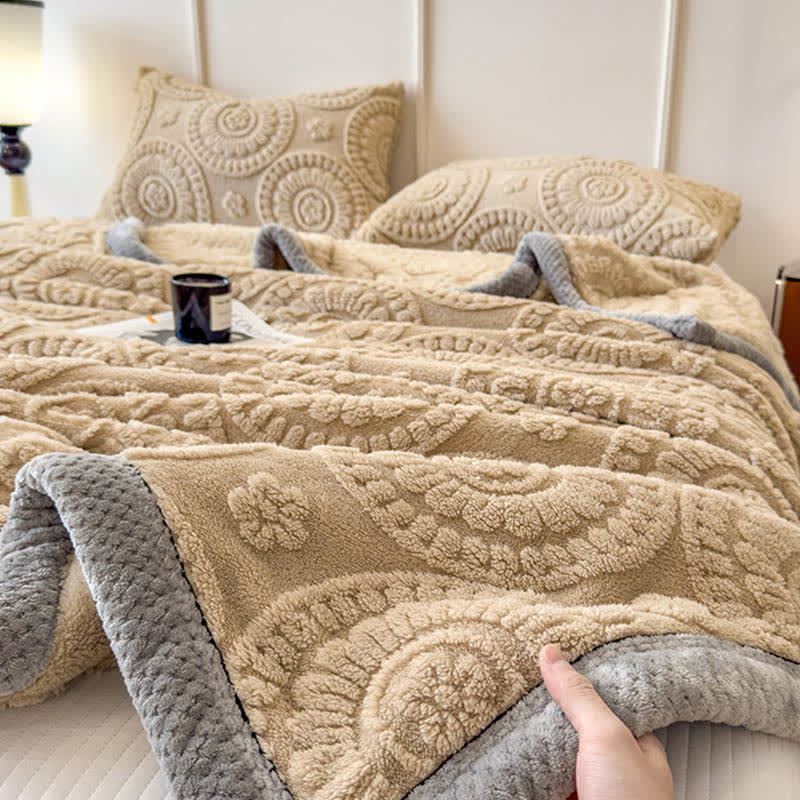 Circle Floral Embossed Plush Throw Blanket - image 3