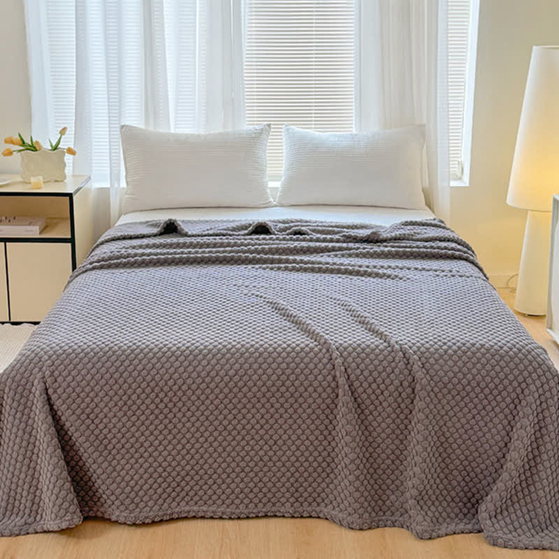 Polka Dot Jacquard Warm Throw Blanket - Grey - Queen - image 14