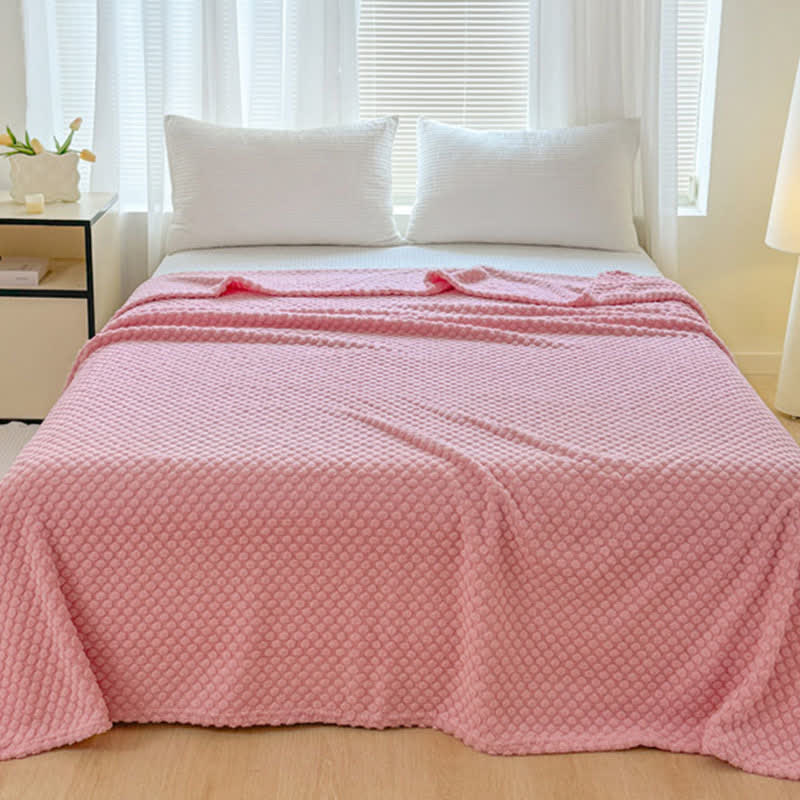 Polka Dot Jacquard Warm Throw Blanket - Pink - Queen - image 7