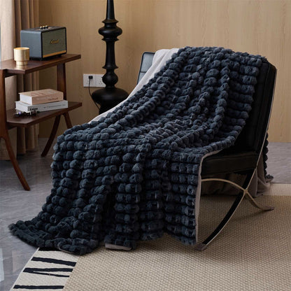 Modern Luxurious Fleece Throw Blanket - Dark Grey - Queen - image 12