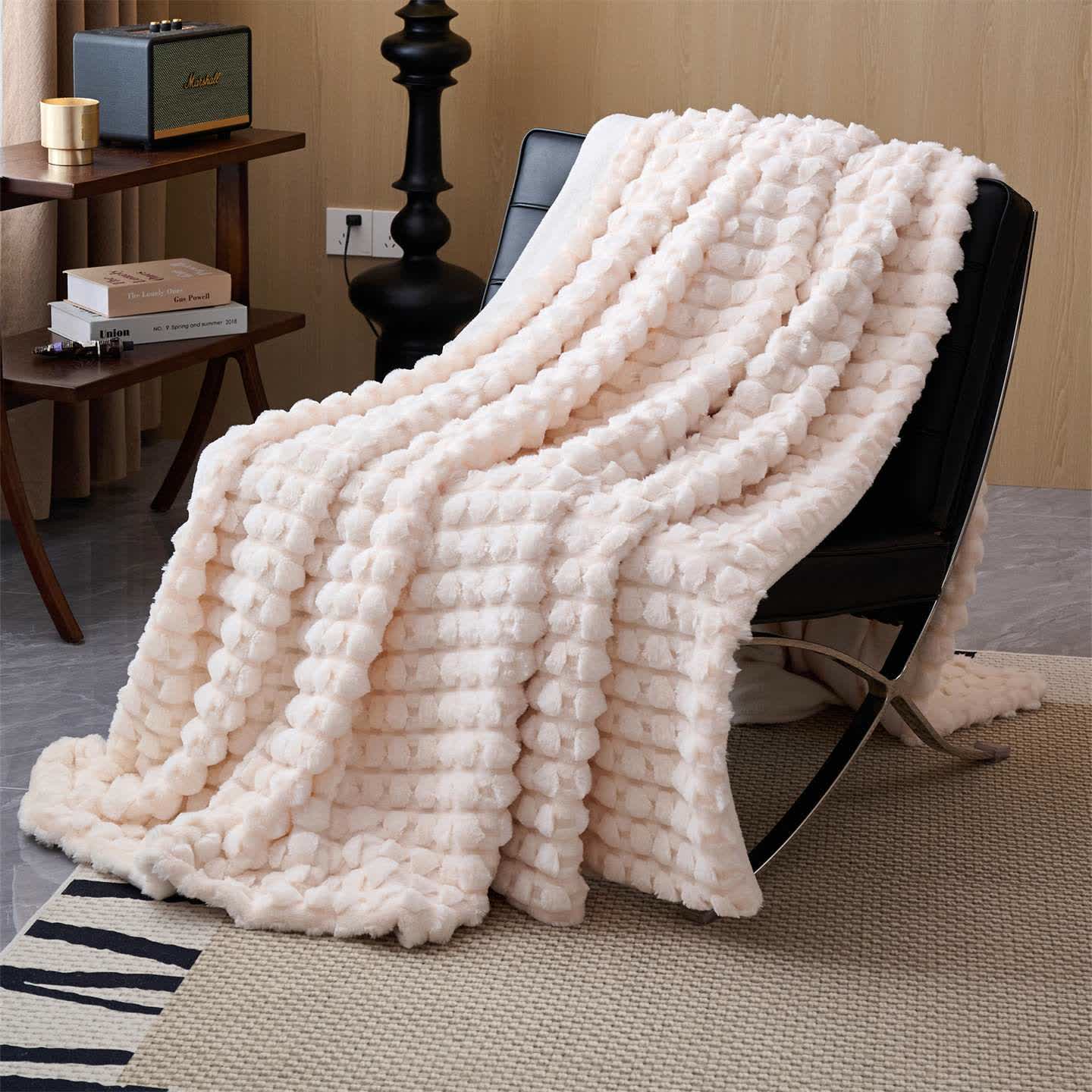 Modern Luxurious Fleece Throw Blanket - White - Queen - image 11