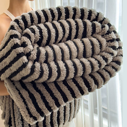 Timeless Style Striped Jacquard Blanket - Black & Grey - Queen - image 11