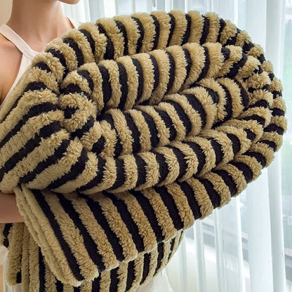 Timeless Style Striped Jacquard Blanket - Black & Coffee - Queen - image 13