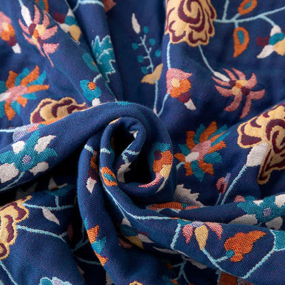 Rustic Blue Floral Cotton Gauze Quilt - image 3