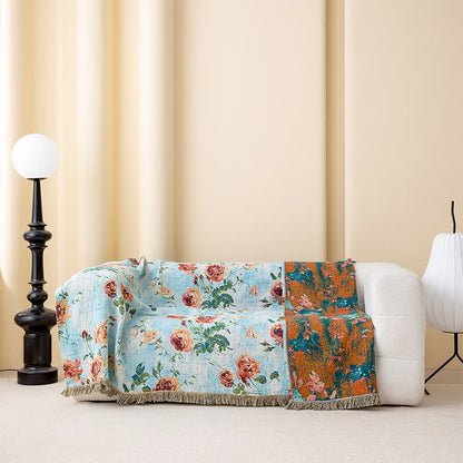 Painterly Rose Tassel Cotton Gauze Quilt - image 1