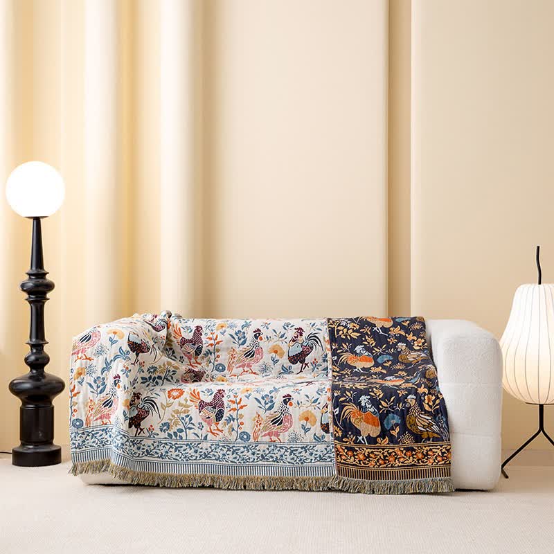 Farmhouse Chicken Floral Cotton Gauze Quilt - image 1