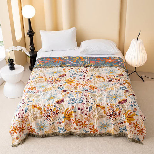 Cottage Floral Tassel Cotton Gauze Quilt - Queen - image 0