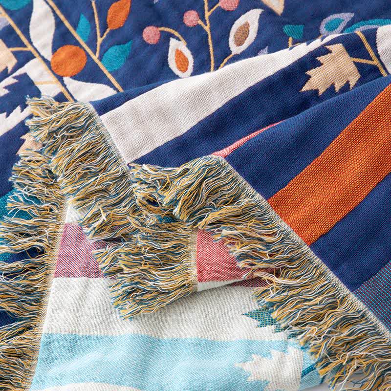 Vintage Floral Cotton Tassel Reversible Quilt - image 2