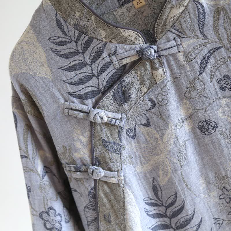 Oriental-Inspired Floral Cotton Gauze Pajama Set - image 5