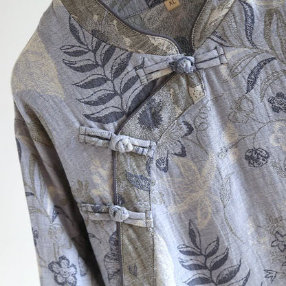 Oriental-Inspired Floral Cotton Gauze Pajama Set - image 3