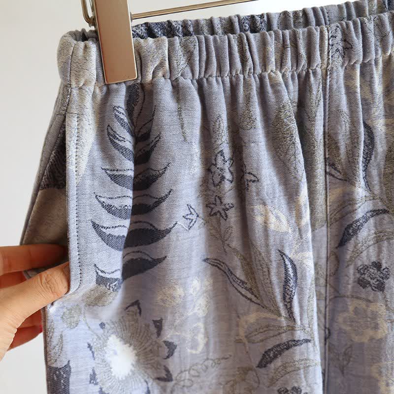 Oriental-Inspired Floral Cotton Gauze Pajama Set - image 8