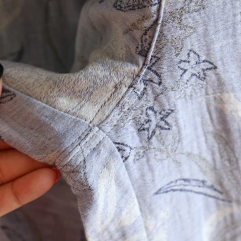 Oriental-Inspired Floral Cotton Gauze Pajama Set - image 9