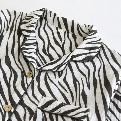 Modern Zebra-striped Cotton Gauze Pajama Set - image 4