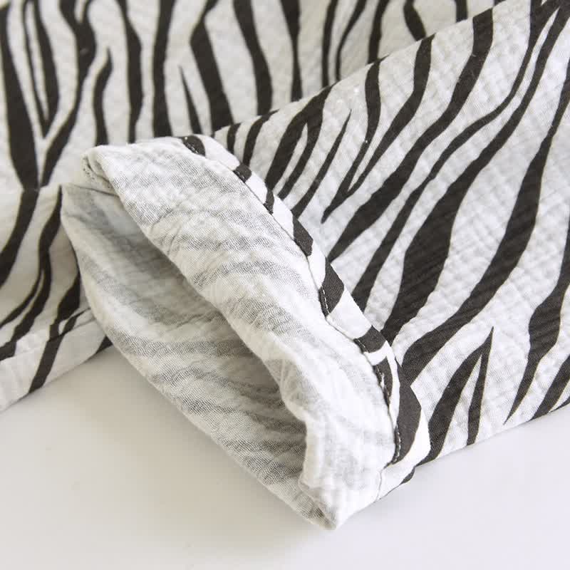 Modern Zebra-striped Cotton Gauze Pajama Set - image 10
